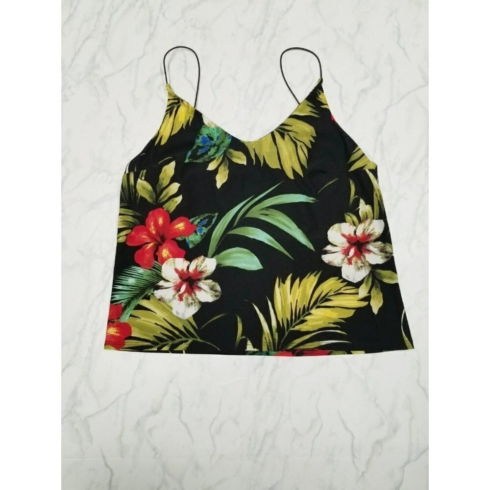 vibe sportswear Top Hawaiian summer hawaii floral vacation cruise beach size MED